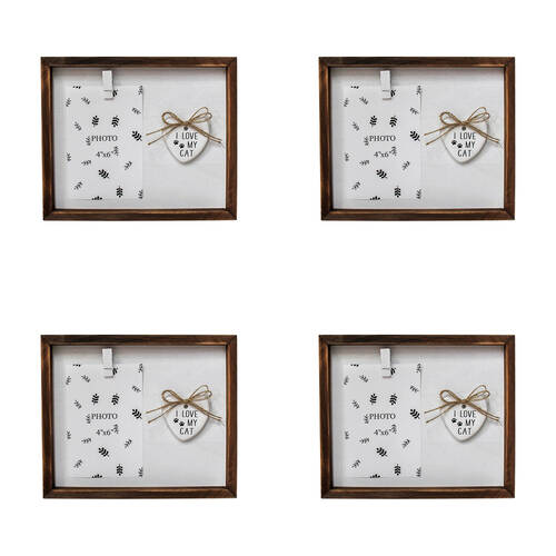 4PK LVD Wooden Glass Photo/Picture Natural Frame 25.5x3.5x21cm Love My Cat