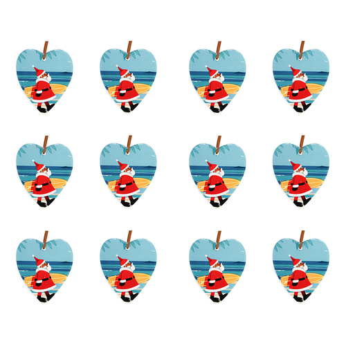 12PK LVD Hanging Heart Santa Coastal Decorative Sculpture Home/Lounge Decor
