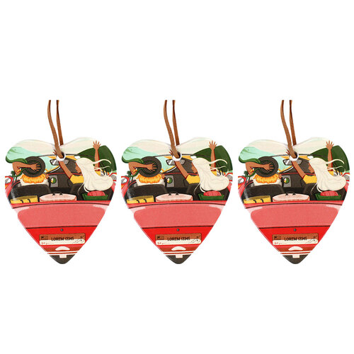 3PK LVD Ceramic Hanging 8x9cm Heart Partners Crime Ornament Home Decor