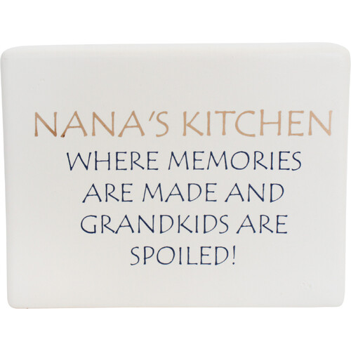 LVD Standing Ceramic 13x10cm Sign Decor Nana's Kitchen Rectangle - White