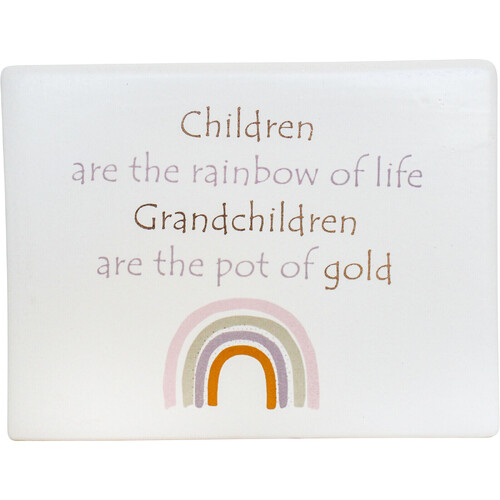 LVD Standing Ceramic 13x10cm Sign Decor Grandchildren Rectangle - White