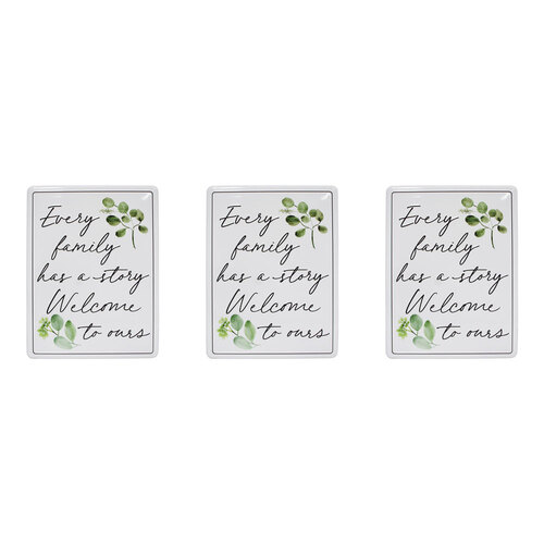 3PK LVD Family Story Rectangle Metal Sign 22.9x30.8cm - White