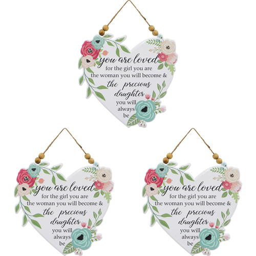 3PK LVD Sign Daughter Floral Decorative Home/Lounge Decor Wall Art