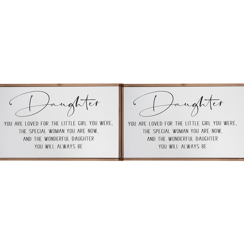 2PK LVD Wood/MDF 40cm Daughter Sign Home Decorative Rectangular Plaque