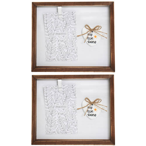 2PK LVD Warm-Toned Wooden Resin Framed Picture/Photo 25x3.5x21cm My Sunshine