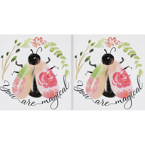 2PK LVD MDF 20cm You Are Magical Bee Sign Home Decor Square