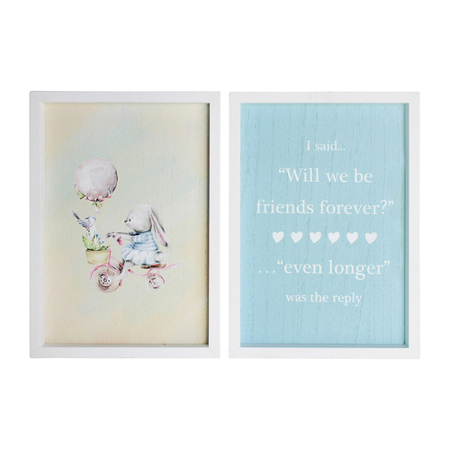 2pc LVD MDF 28cm Friends Forever Sign Kids Bedroom Decor Set - Beige/Blue
