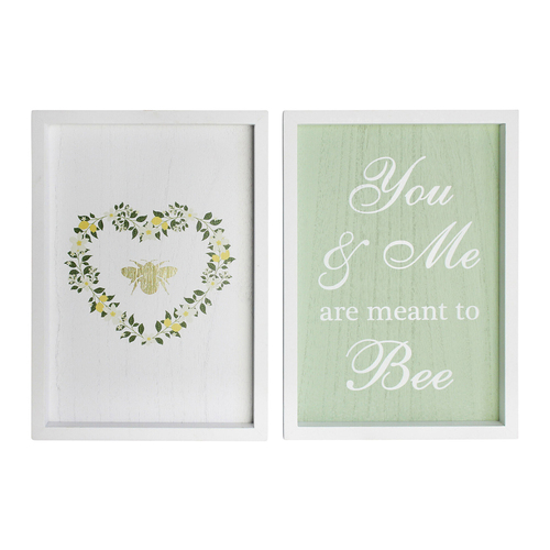 2PK LVD You & Me Bee 28cm MDF Wall Hanging Sign Decor Set