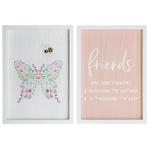 LVD 2pc Sign Set Friends Butterfly Home/Bedroom/Nursery Decor 20x28cm