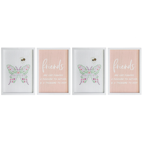 2PK LVD 2pc Sign Set Friends Butterfly Home/Bedroom/Nursery Decor 20x28cm