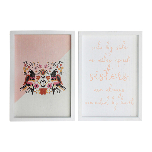 2pc LVD MDF 20x28cm Sisters Wall Hanging Sign Decor Set