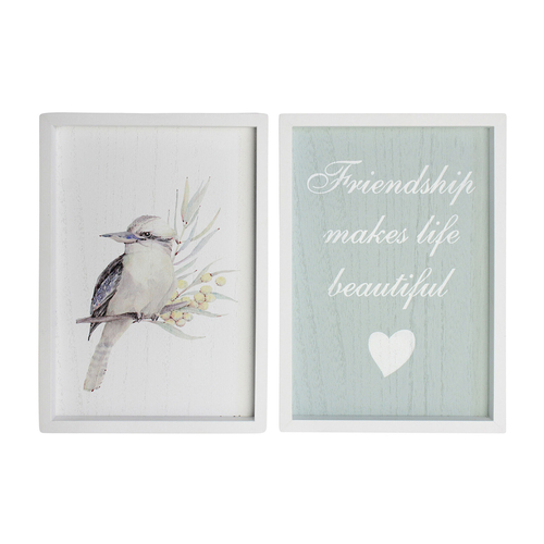 2pc LVD MDF 20x28cm Friendship Australiana Wall Hanging Sign Decor Set