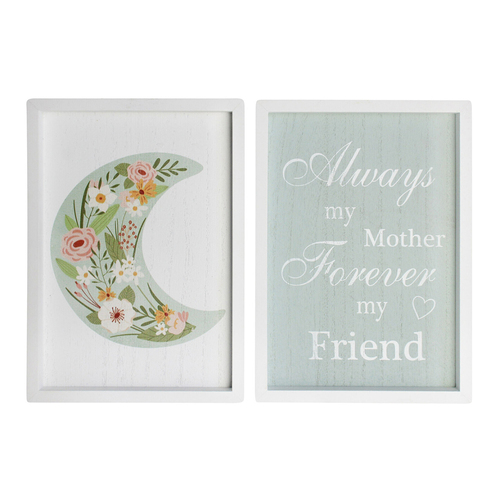 2pc LVD MDF 20x28cm Mother Friend Wall Hanging Sign Decor Set