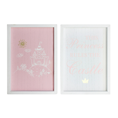 2pc LVD MDF 20x28cm Princess Rules Wall Hanging Sign Decor Set