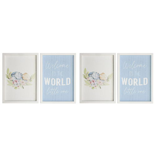 2x 2pc LVD Welcome World & Bear Wooden Sign Set 20x28cm