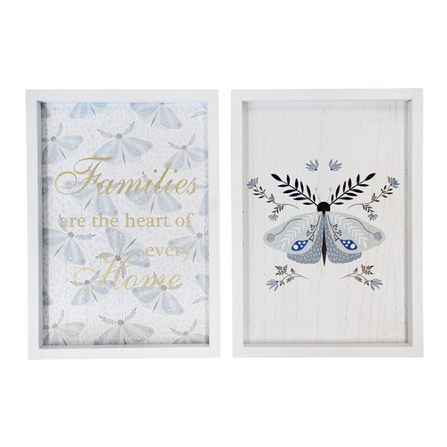2pc LVD MDF 20x28cm Families Butterfly Wall Hanging Sign Decor Set