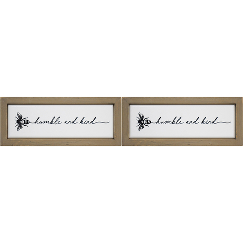 2PK LVD 17cm MDF Bee Humble Sign Wall/Door Hanging Shelf Display