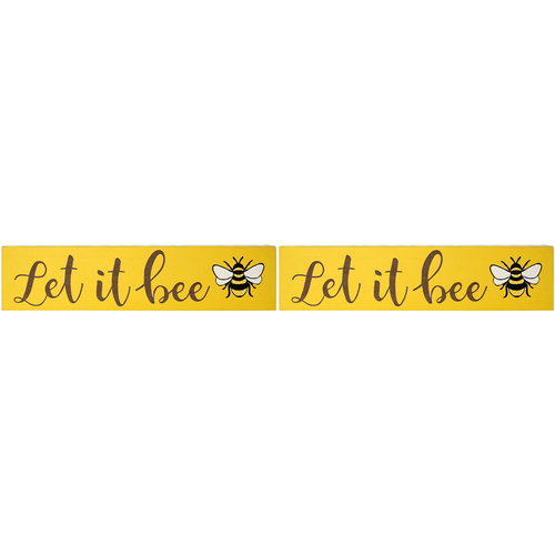 2PK LVD 30cm MDF Let It Bee Sign Wall/Door Hanging Shelf Display