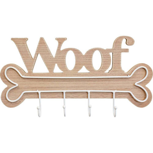 LVD MDF/Metal Lead Dog Leash Hook/Hanger Woof 40x21cm