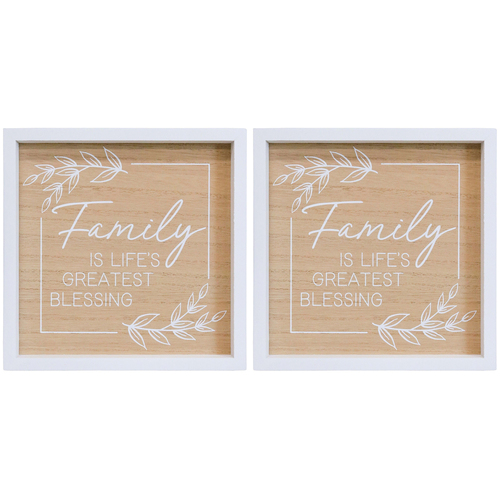 2PK LVD 24cm MDF Family Blessing Sign Wall/Door Hanging Shelf Display