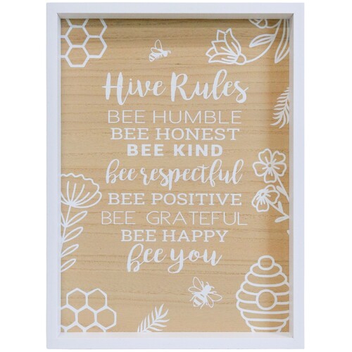 LVD 24cm MDF Hive Rules Sign Wall/Door Hanging Shelf Display