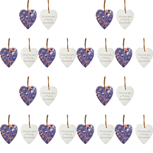 12PK LVD 8x9cm Ceramic Heart Xmas Strawberry Home Hanging Decor
