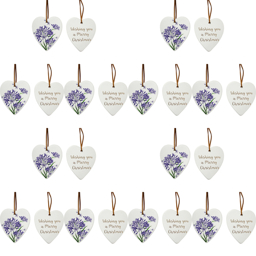 12PK LVD 8x9cm Ceramic Heart Christmas Agapantha Home Decor