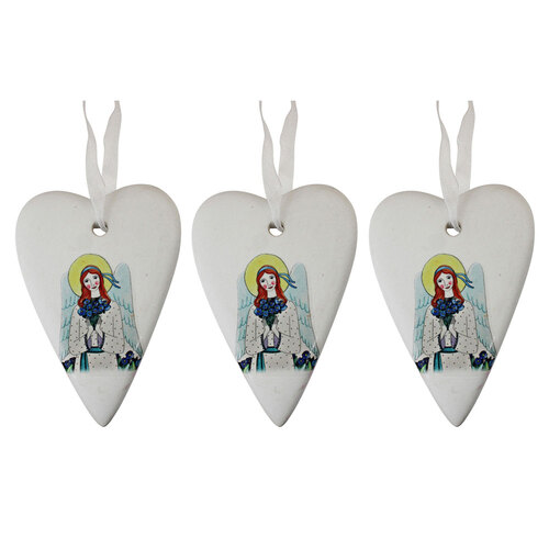 3PK LVD Ceramic Hanging 6x8cm Gift Tag Heart Love & Light Ornament Decor