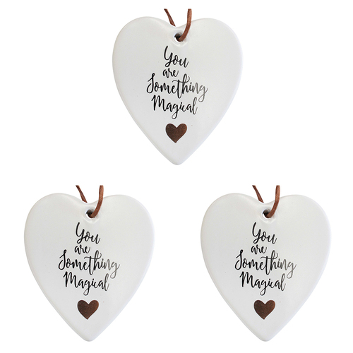 3PK LVD Ceramic Hanging 8x9cm Heart Magical w/ Hanger Ornament Decor