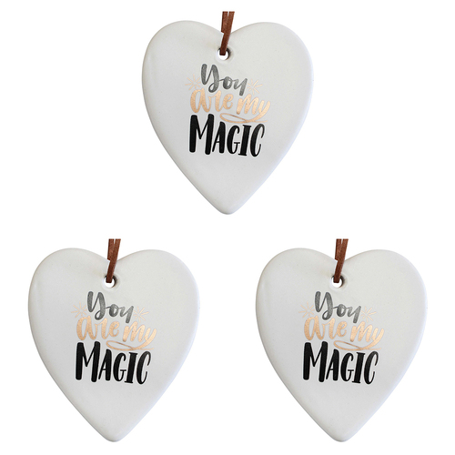 3PK LVD Ceramic Hanging 8x9cm Heart My Magic w/ Hanger Ornament Decor