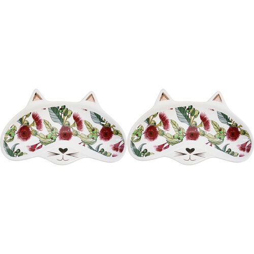 2PK LVD Cat Gum Flower 19cm Trinket Soap/Glasses Dish Table Deocr