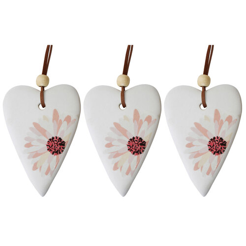 3PK LVD Ceramic Hanging 6x8cm Gift Tag Heart Folk Magic Ornament Decor