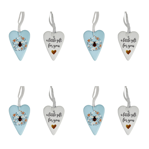 4PK LVD Ceramic/Leather 8cm Hanging Gift Bee Heart Home Decorative Ornament