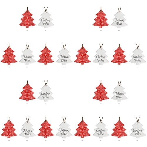 12PK LVD 8x9cm Tree Indigenous Home Hanging Decor - Red