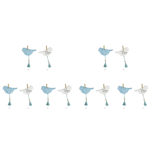 6PK LVD 12x8cm Bird Indigenous Home/Office Hanging Decor - Aqua