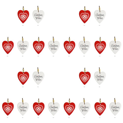 12PK LVD 8x9cm Heart Christmas Folk Lace Home Decor - Red