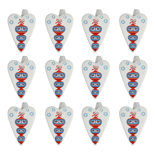 12PK LVD Heart Christmas Baubble Decorative Sculpture Hanging Home/Lounge Decor