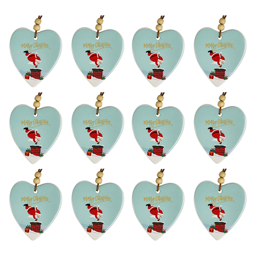 12PK LVD Hang Heart Super Santa Decorative Sculpture Home/Lounge Decor