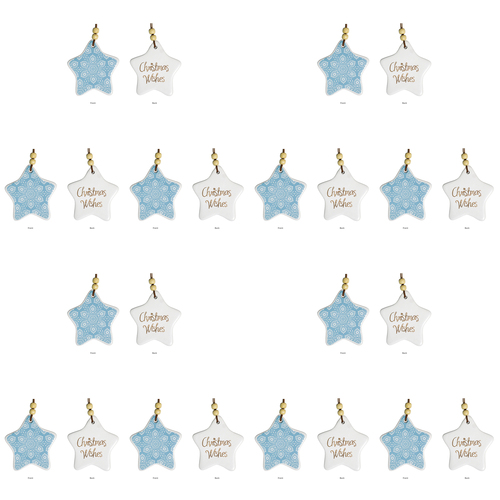 12PK LVD 9x9cm Star Indigenous Home Hanging Christmas Decor - Aqua