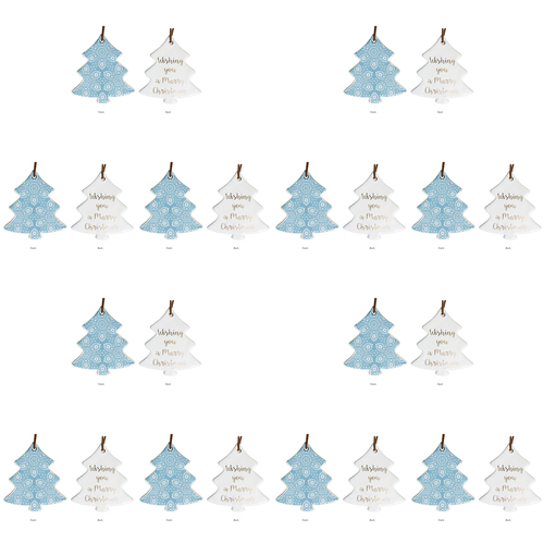 12PK LVD 8x9cm Ceramic Christmas Tree Indigenousaqua Home Hanging Decor