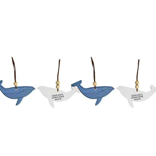 2PK LVD Ceramic Hanging 13cm Gift Tag Whale Days Ornament - Blue