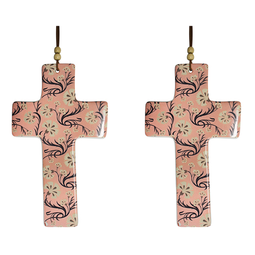 2PK LVD Ceramic Hanging 23cm Cross Mystique w/ Hanger Ornament Decor Large