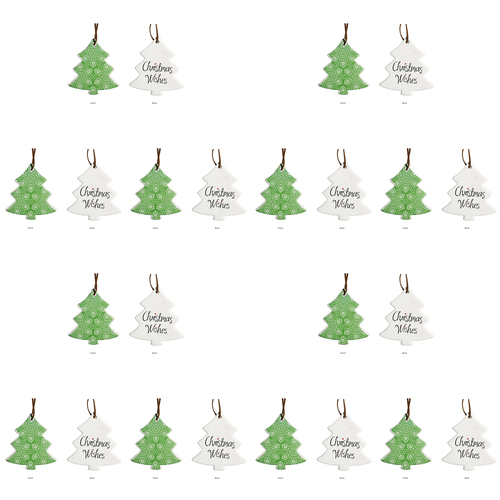 12PK LVD 8x9cm Ceramic Tree Indigenous Home Christmas Decor - Green