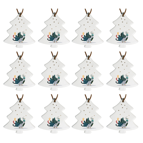 12PK LVD Hang Tree Christmas Dove Decorative Sculpture Home/Lounge Decor