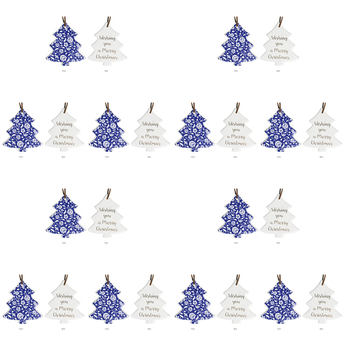 12PK LVD 8x9cm Ceramic Tree Hamptons Home Xmas Decor - Gold