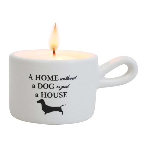LVD Ceramic House Dog 8cm Tealight Candle Holder Decor - White