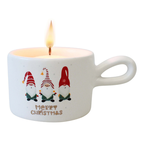 LVD Ceramic 8cm Tealight Candle Holder Christmas - White