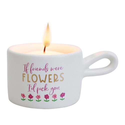 LVD Ceramic Friends Flowers 8cm Tealight Candle Holder Decor - White
