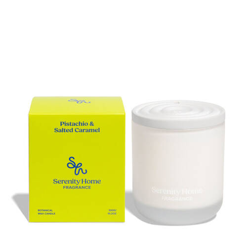 Serenity Pistachio and Salted Caramel Scent Home Fragrance Candle Jar 300g