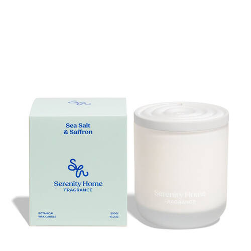 Serenity Sea Salt and Saffron Scent Home Fragrance Candle Jar 300g